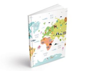 Obrázek z Záznamová kniha A5 mapa světa, 100l/linka 